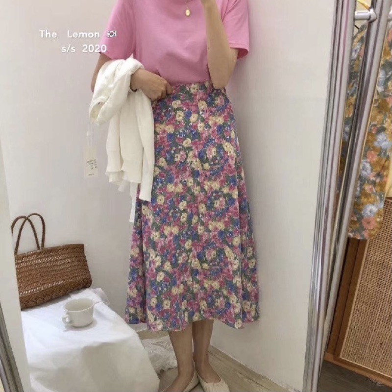 Chân váy  voan chifon hai lớp họa tiết hoa nhí tông màu rực rỡ Ulzzang Style🌻 CV6655 Hàng Quảng Châu