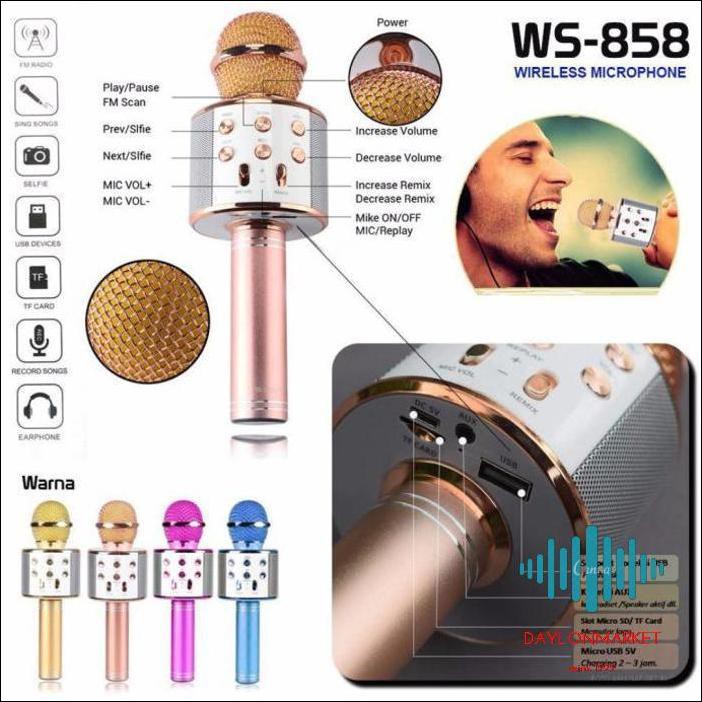 Micro Hát Karaoke Wster Ws 858 Kết Nối Bluetooth