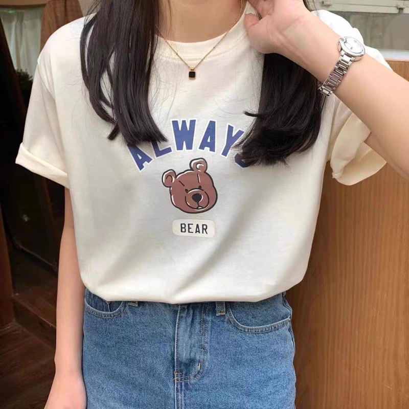 Áo Thun 3158 In Hình GẤU ALWAY Form Rộng Unisex Chất Cotton Khô Loại 1, Thoáng Mát, Thấm Hút Mồ Hôi - GUNN