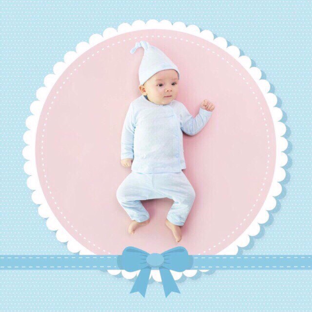 quần áo sơ sinh dài tay cài lệch vân lỗ thông thoáng Lullaby
