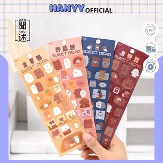 Sticker Nhãn Dán Trang Trí Hình Gấu Cute Chất Liệu PET Chống Thấm Nước