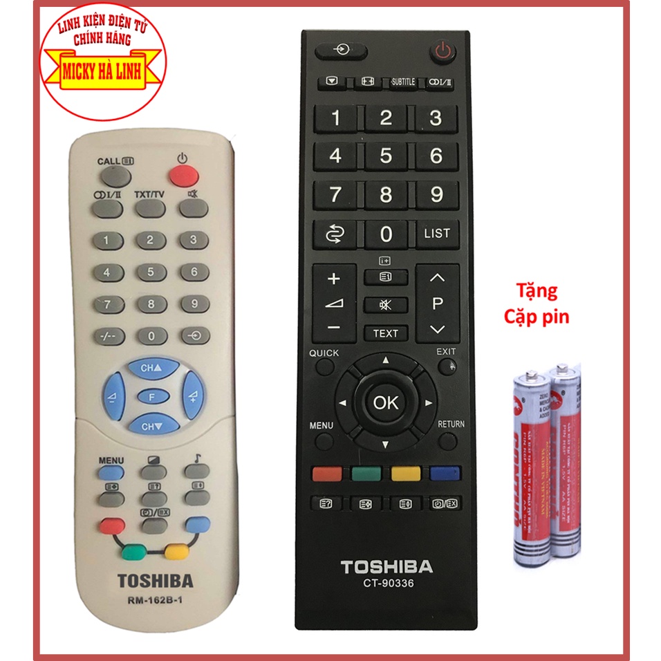 Điều khiển Remote TOSHIBA 2 mẫu Trắng Đen I Hình [Tặng kèm Cặp Pin]