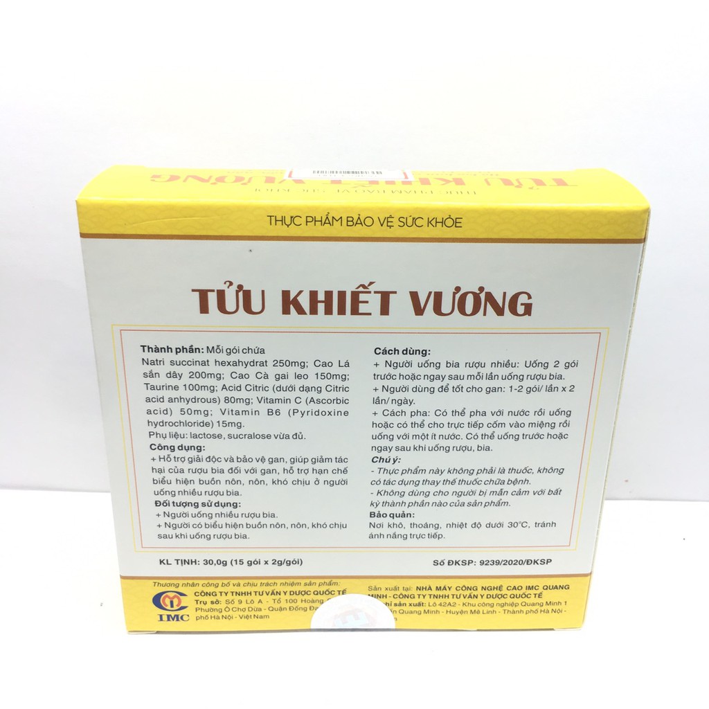 Tửu Khiết Vương giúp giải độc và bảo vệ gan hộp 15 gói