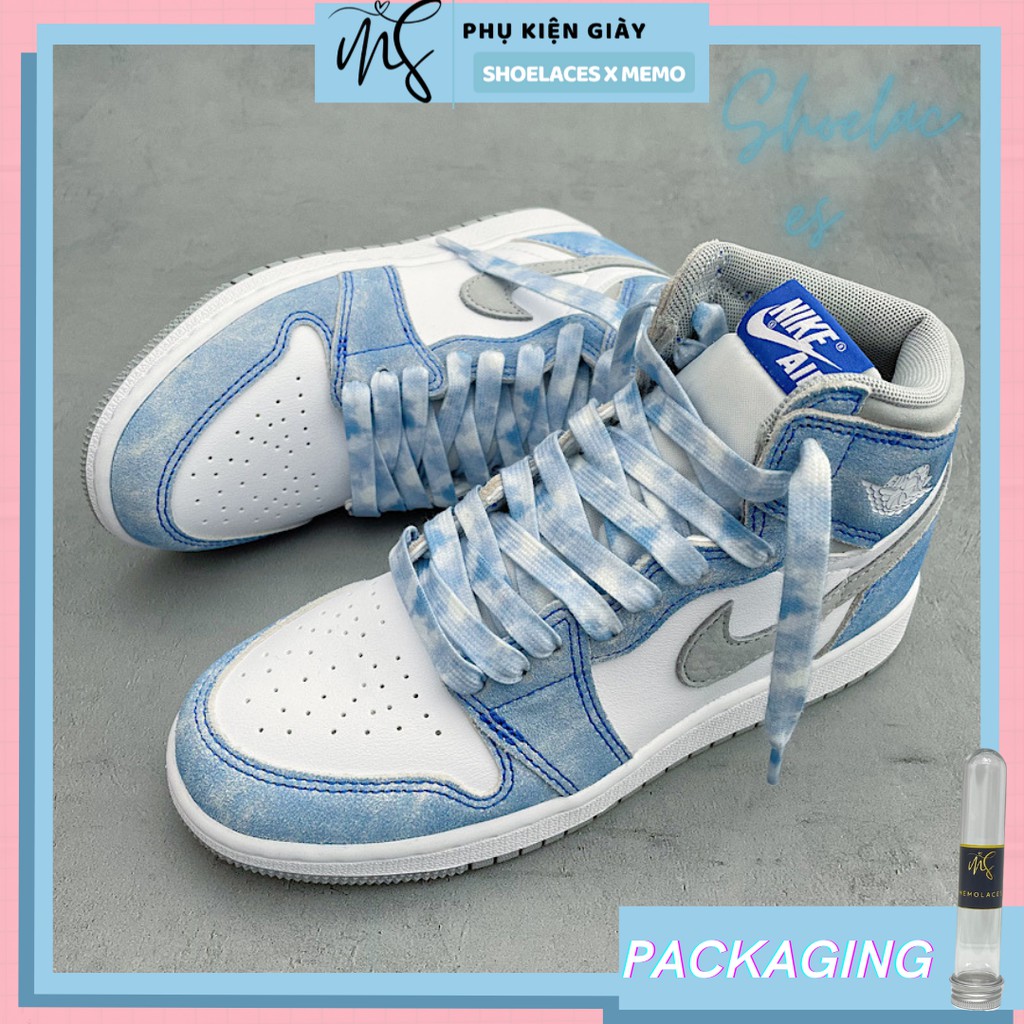 Dây Giày Loang Màu Tie Dye Blue Dùng Cho AJ1 Màu Xanh Blue Nhạt