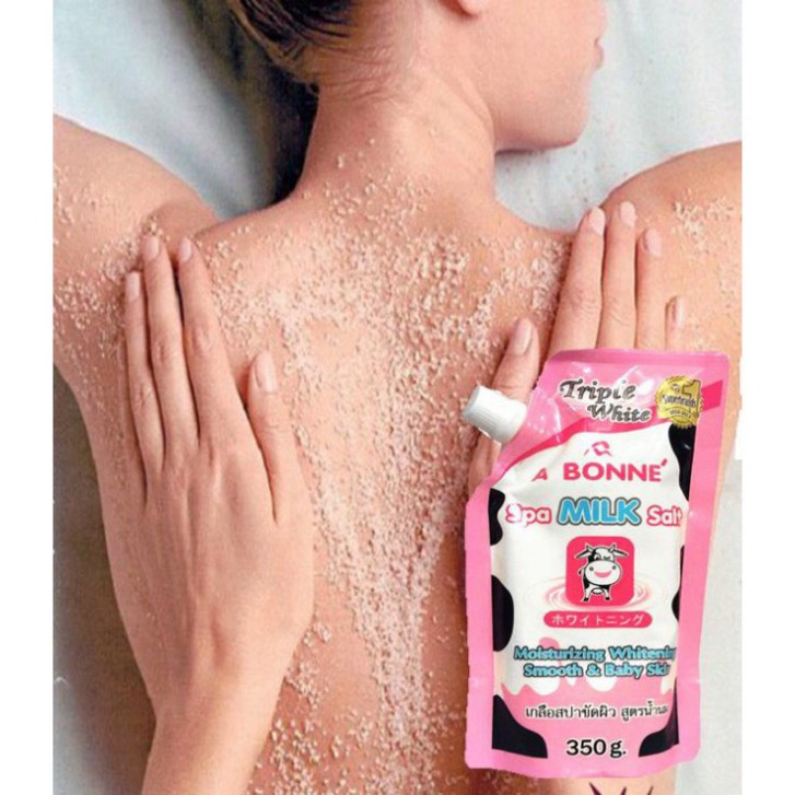 Muối tắm sữa bò tẩy tế bào chết A Bonne Spa Milk Salt 350g - có vòi (Chính Hãng)