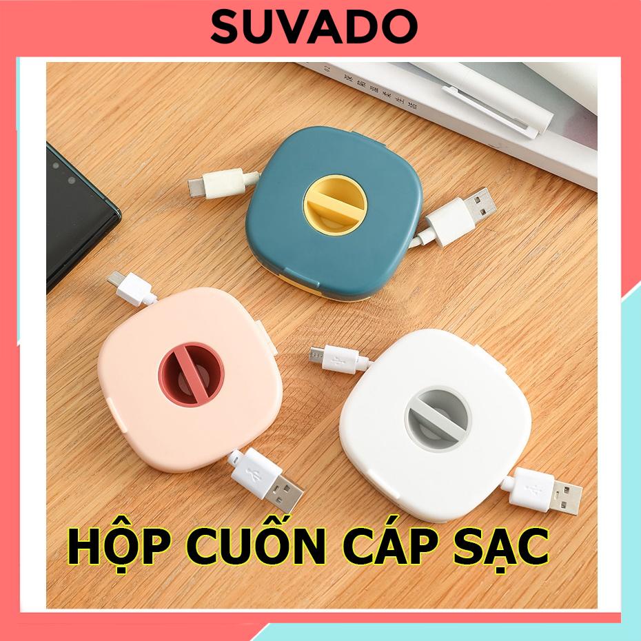 Hộp Đựng Cuốn Tai Nghe Dây Cáp SẠC RY227 Dụng Cụ Thu Gọn Dây Sạc kiêm Giá đỡ Điện Thoại Xem Phim SUVADO