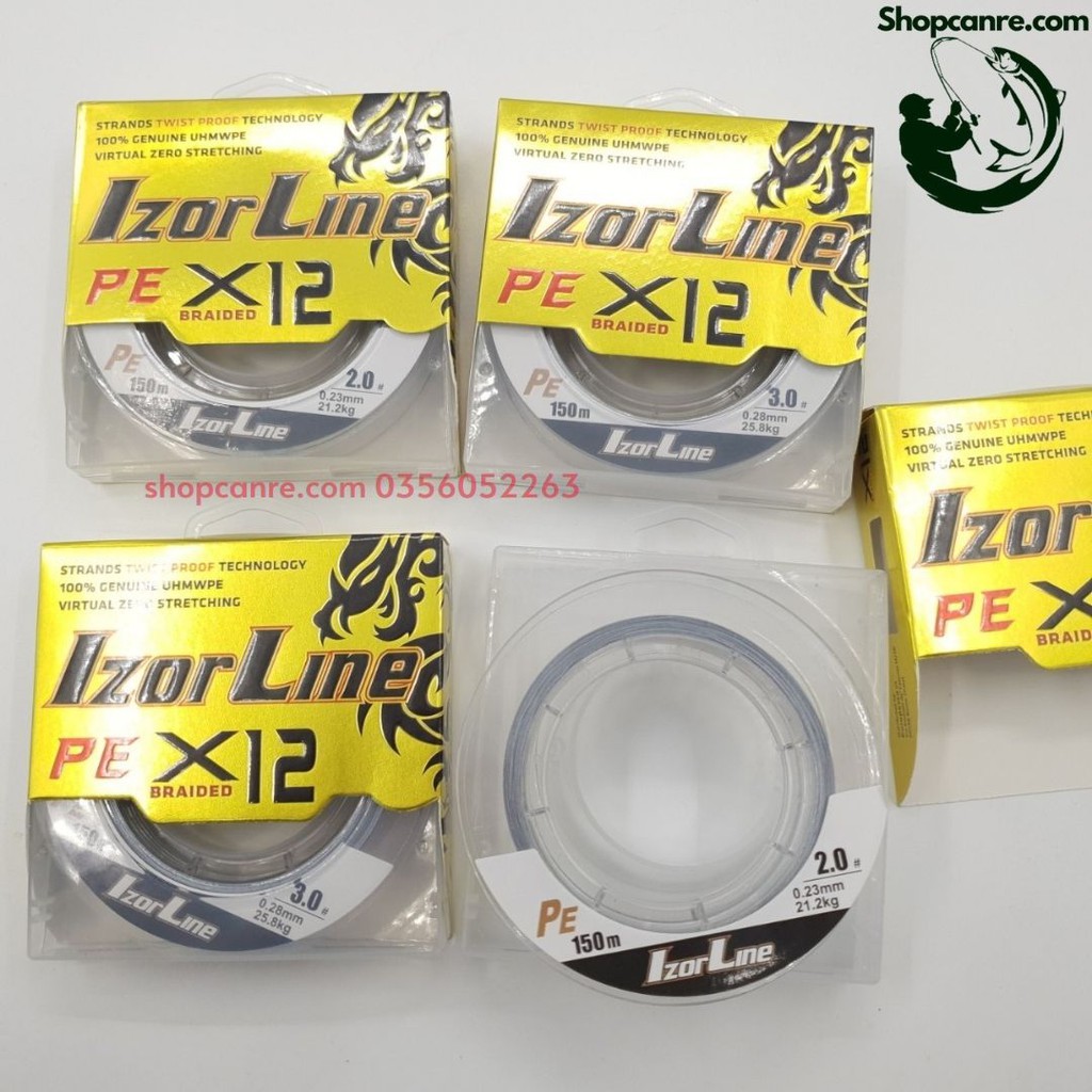 Dù Pe X12 câu lục xa bờ, câu lure tải cao sợi mịn Izorline