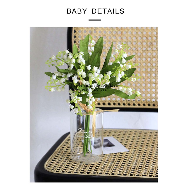 Cành hoa chuông trắng nhỏ decor trang trí
