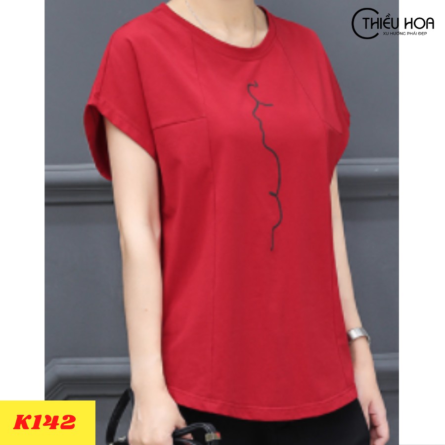 Áo Thun Cotton Nữ Trung Niên Đơn Giản Thiều Hoa K142