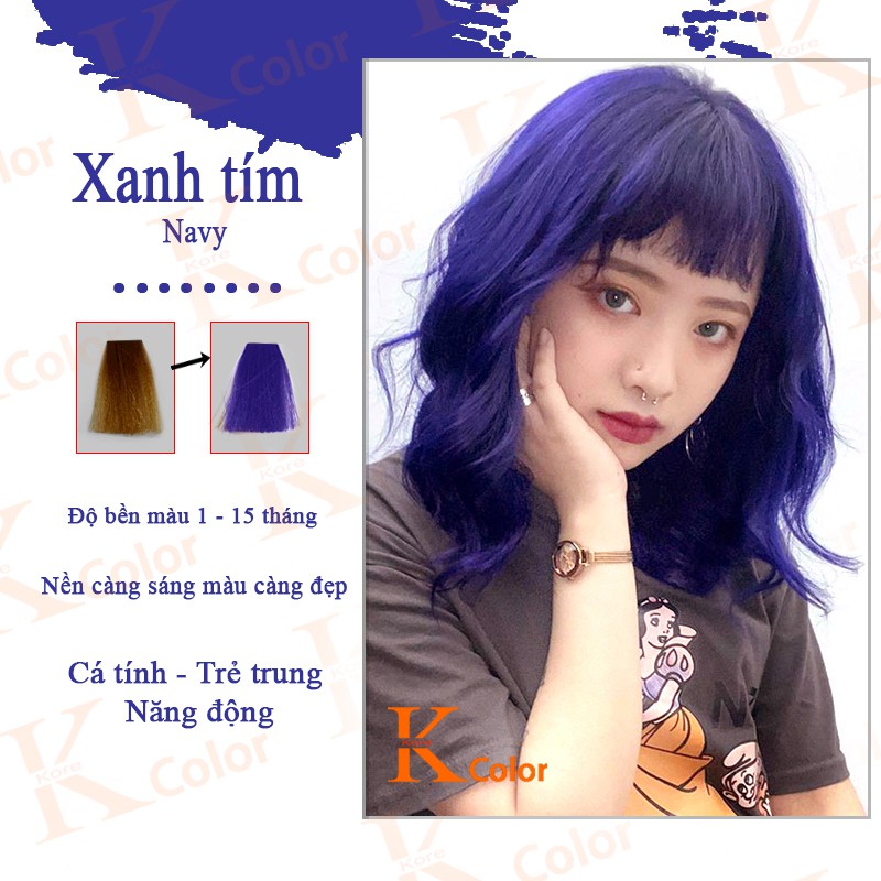 Thuốc nhuộm tóc XANH TÍM THAN NAVY sử dụng tại nhà nhiều thảo dược giá rẻ nhất