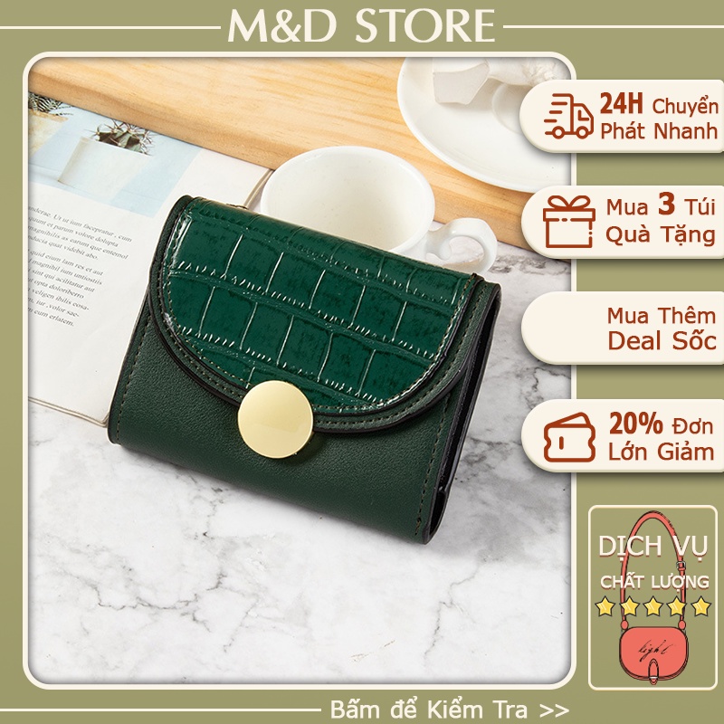 M&D Mẫu ví cá sấu khóa tròn ngắn trong phiên bản Hàn Quốc của ví đựng thẻ đựng thẻ nhỏ khóa ngắn mới, thời trang và tiện dụng