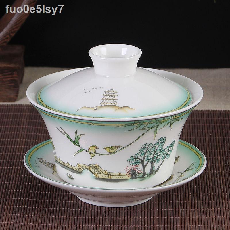 ◄ Bát ba nắp cực lớn duy nhất Jingdezhen văn phòng hộ gia đình gốm sứ tám báu vật Bộ trà Kung Fu pha