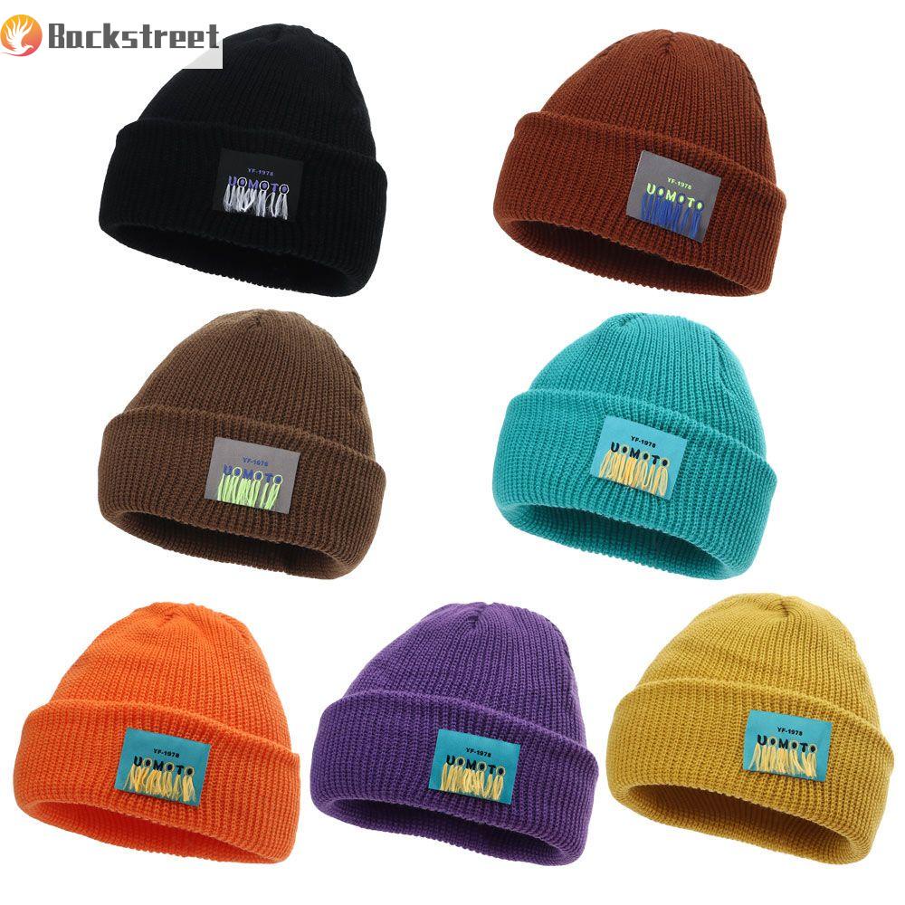 Mũ beanie đan len màu trơn không vành phong cách hiphop thời trang thu đông cho nam và nữ