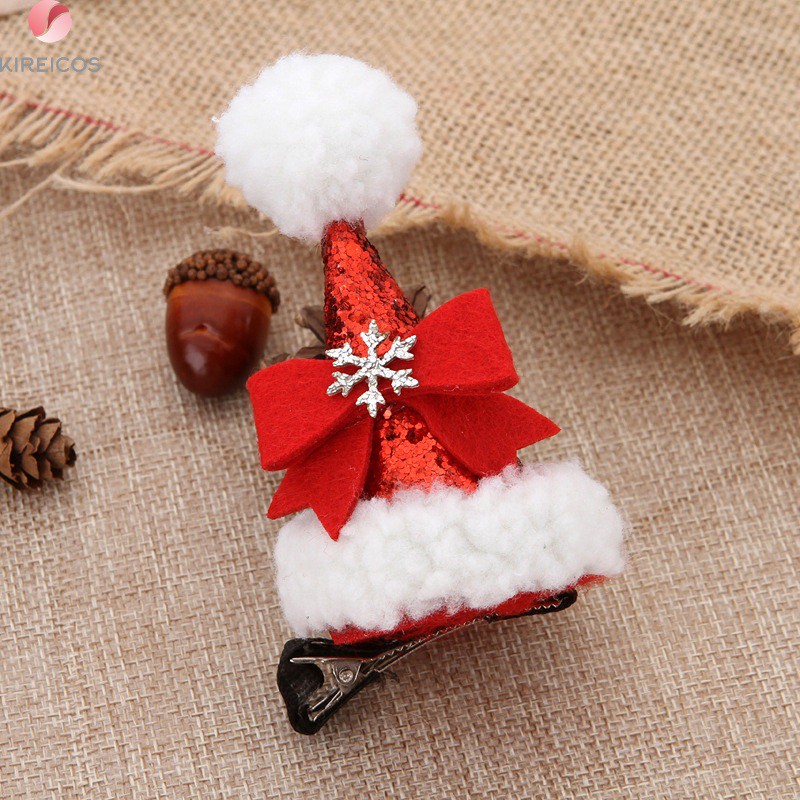Kẹp Nón Noel Lông Cừu Kim Tuyến Lấp Lánh Xinh Xắn