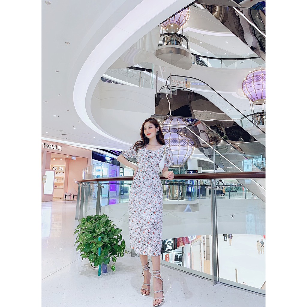 Đầm dự tiệc hoa liti cột nơ siêu dễ thương - sáng da thích hợp đi chơi, đi tiệc đi dạo phố - Thời trang VADA (Đ231) | BigBuy360 - bigbuy360.vn
