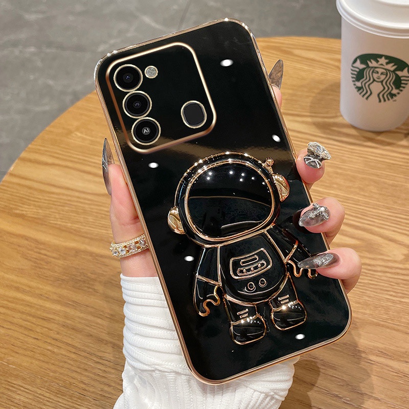 Ốp Điện Thoại Màu Kẹo Hình Phi Hành Gia Có Giá Đỡ Cho Infinix Tecno Spark GO 2022 Spark 8C KG5 KG5j KG5k