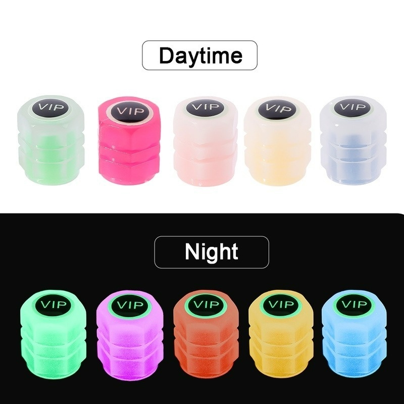 1 / 4 Nắp Van Lục Giác Phát Quang Trang Trí Bánh Xe Hơi