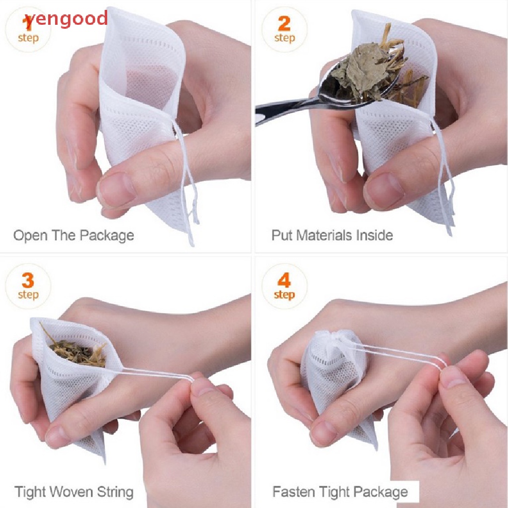 Set 100 Túi Lọc Trà Rỗng Có Dây Rút Dùng Một Lần