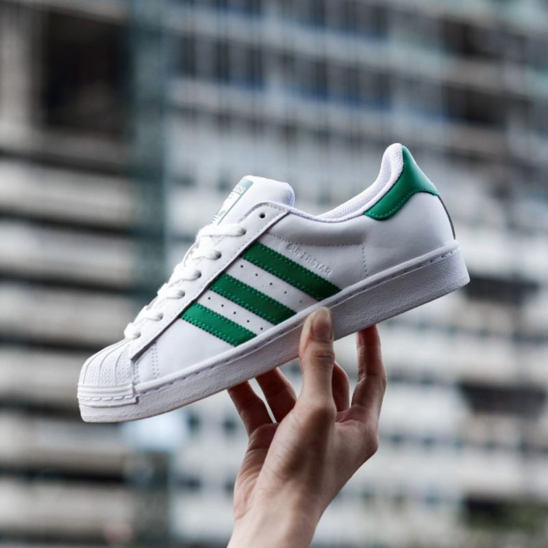 Giày Thể Thao Adidas Superstar J Màu Trắng / Xanh Lá