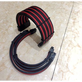 Dây nguồn bọc lưới custom cao cấp đỏ đen