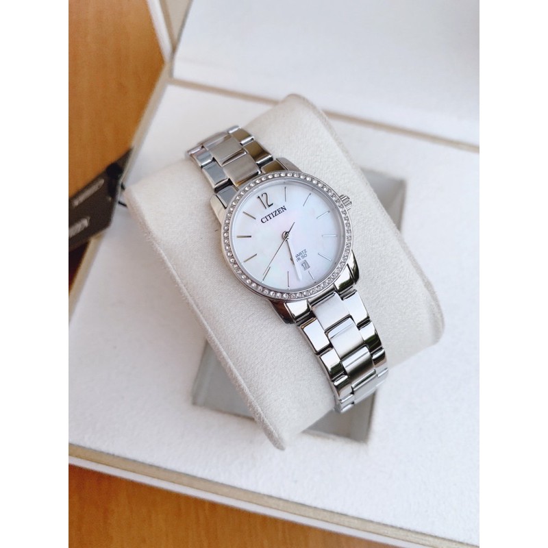 Đồng hồ nữ Citizen EU6030-81D size 28mm, lịch ngày 6h, đính đá swarovski, thép ko gỉ