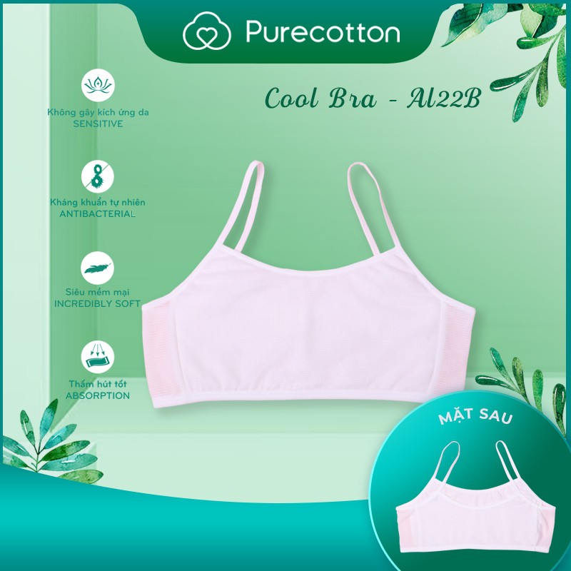 Áo lá học sinh Purecotton cho bé gái mới lớn chất liệu cotton cao cấp kiểu dáng chui đầu không đệm PC002
