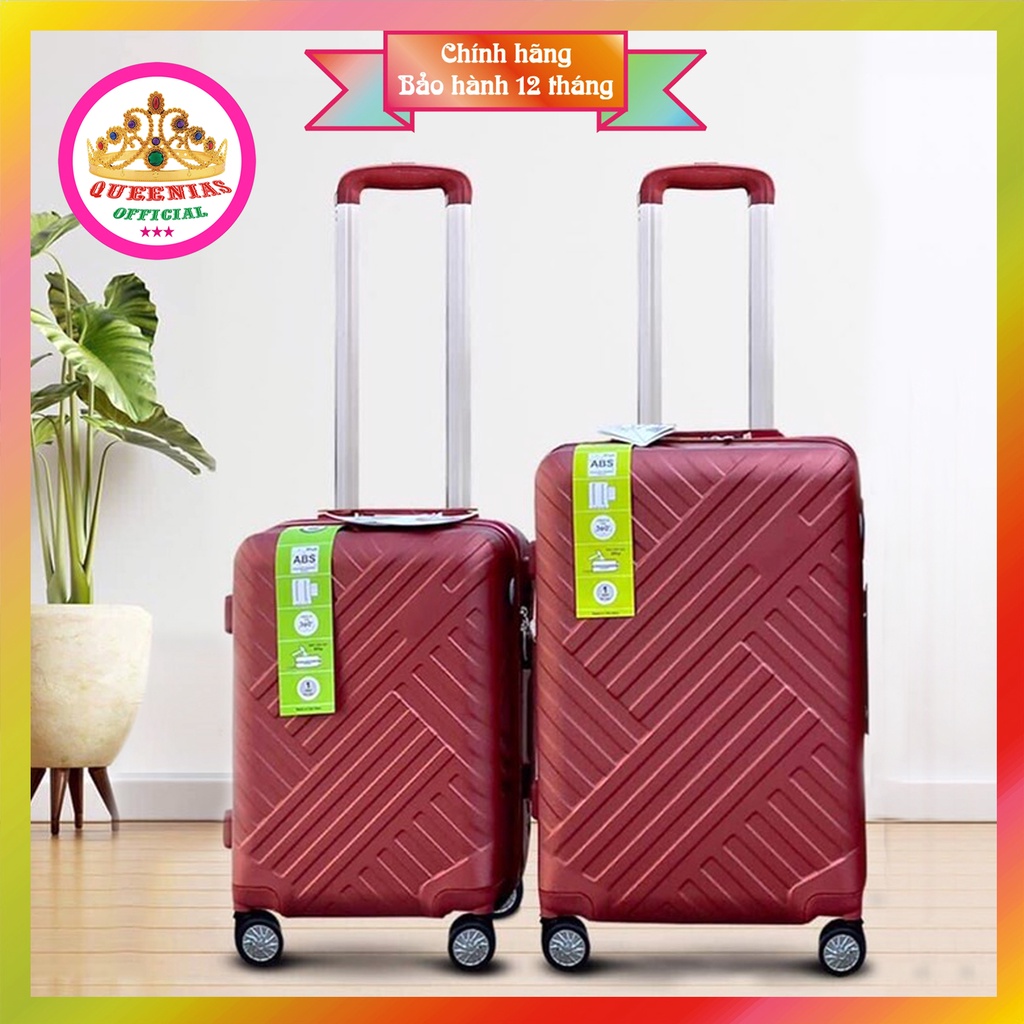Vali du lịch nhựa kéo, xách tay cao cấp Hùng Phát size 24inch, vân chéo chống va đập trầy xước, chống trộm