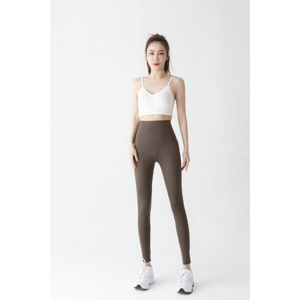 Quần Legging Nâng Hông Màu Cà Phê Hình Cá Mập Màu Sắc Cà Phê Thời Trang Xuân Thu Cho Nữ