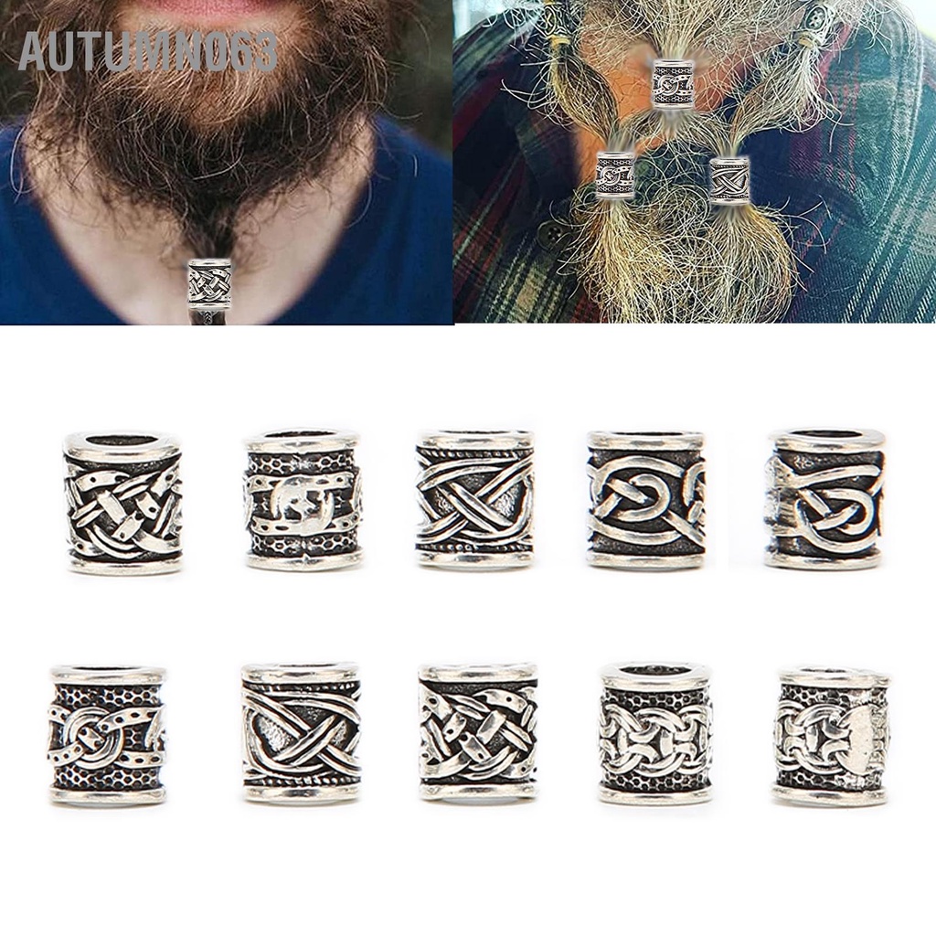 Autumn063 10 CÁI Hạt Râu Viking Hợp Kim Cổ Norse Dreadlock cho Tóc Tự Làm Vòng