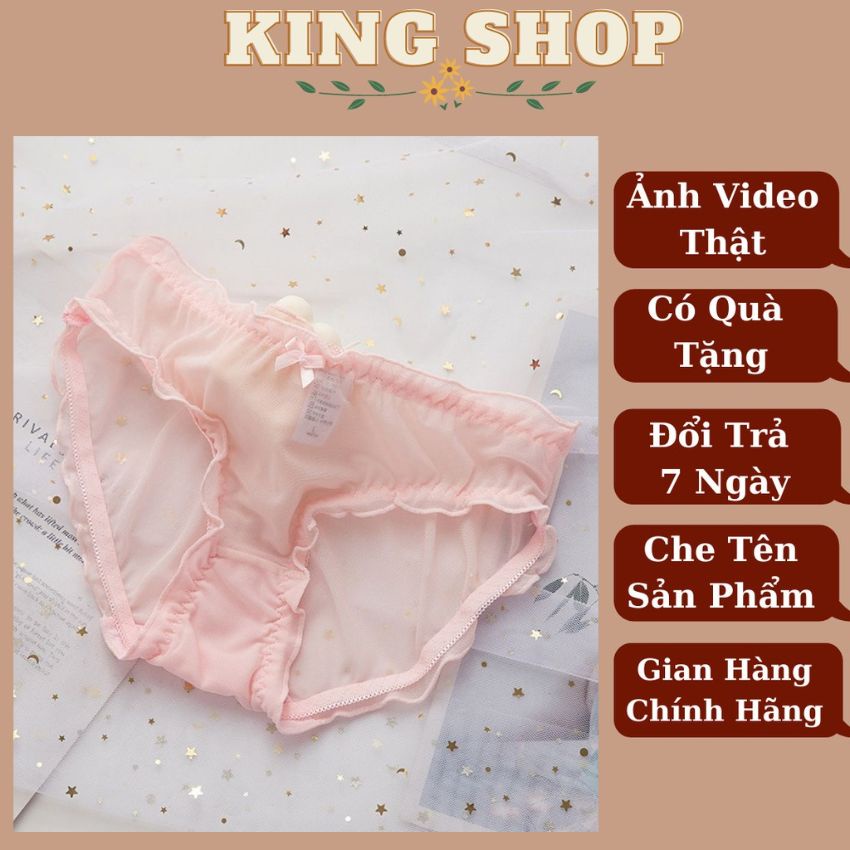 Quần lót nữ dễ thương đính nơ siêu gợi cảm vải ren mềm mại kháng khuẩn L136