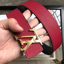 Thắt lưng nam, Dây nịt dây mầu đỏ ( đỏ trơn ) mặt khóa VL mặt trắng - vàng cá tính riêng, hàng hiệu