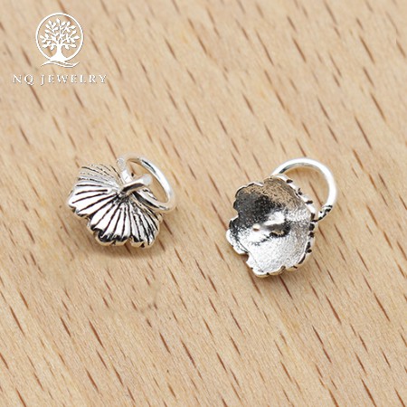 Charm bạc phụ kiện làm mặt dây chuyền hình hoa - NQ Jewelry