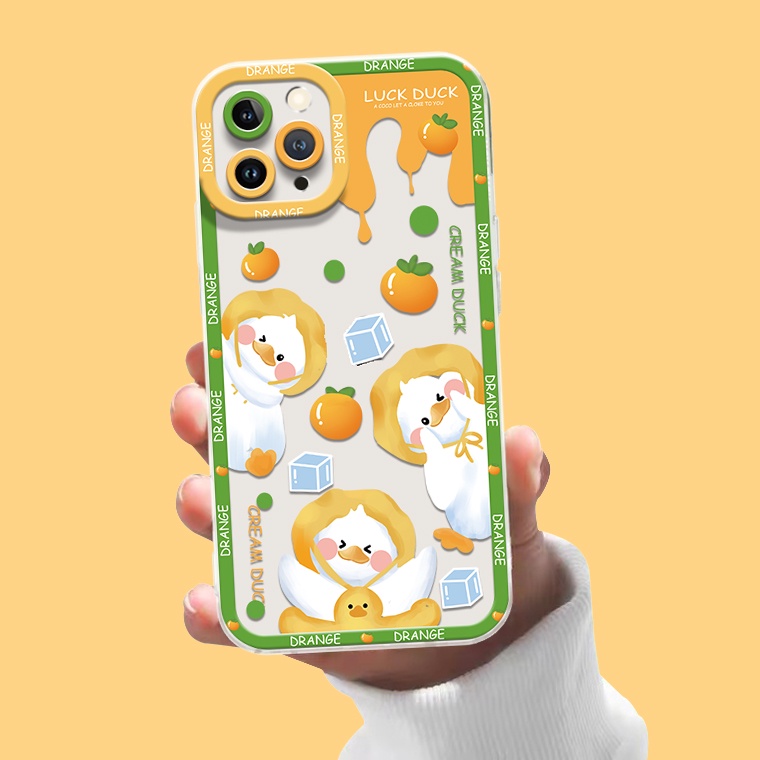 Ốp Điện Thoại Silicon TPU Mềm Trong Suốt In Hình Vịt Hoạt Hình Cho IPhone 14 13 12 11 Pro X XR XS Max SE 6 6S 7 8 Plus
