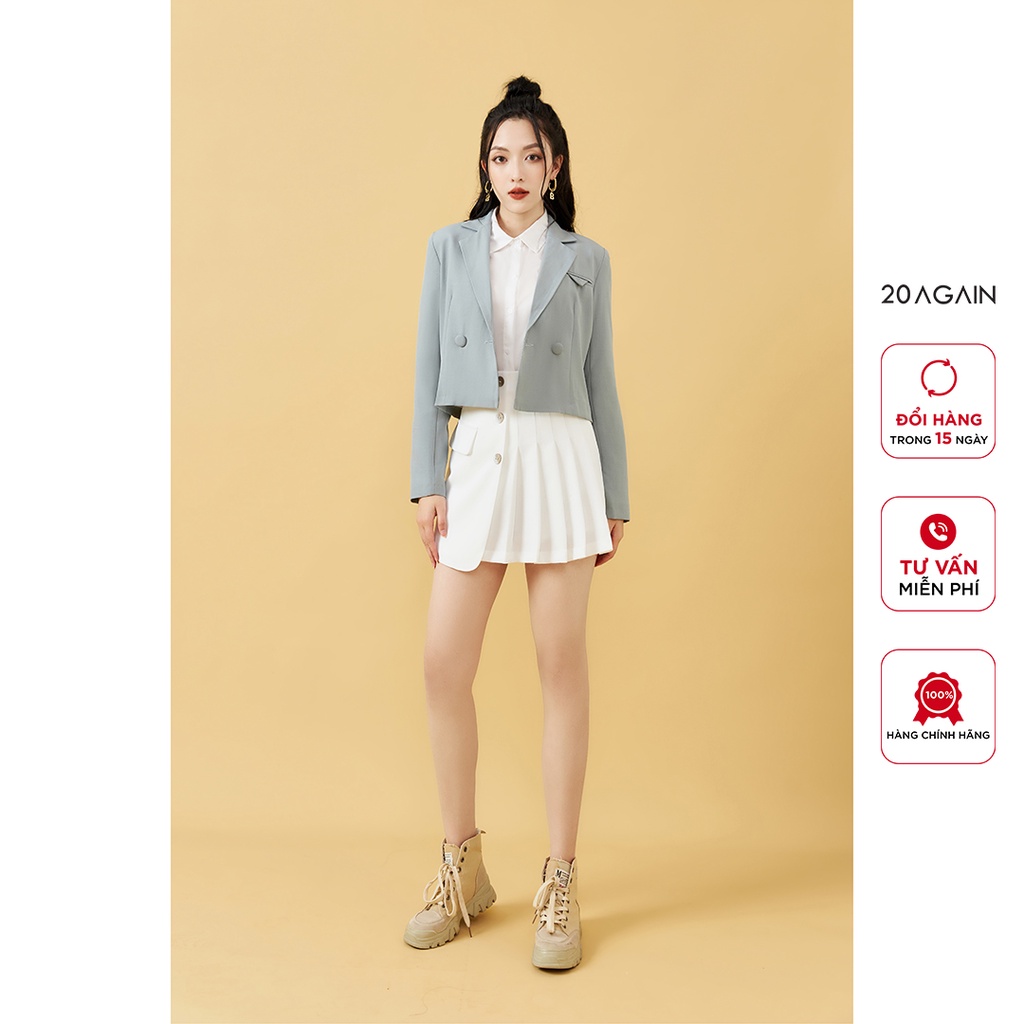 Áo vest nữ dài tay dáng ngắn 20AGAIN, thiết kế thanh lịch, trẻ trung, chất liệu tuýt si cao cấp VBA1825 | BigBuy360 - bigbuy360.vn