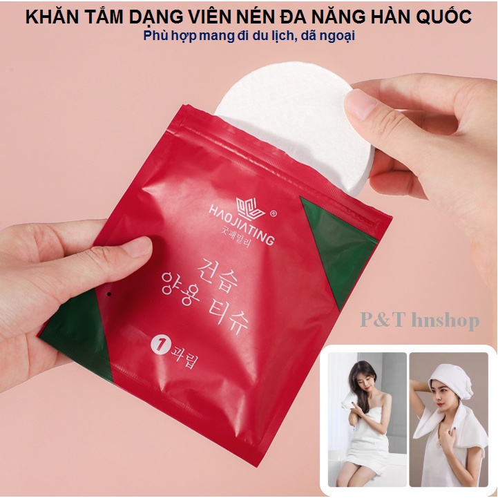 Khăn Tắm Dạng Viên Nén Hàn Quốc Kích Thước 70x140 Cm và 70x100 Cm