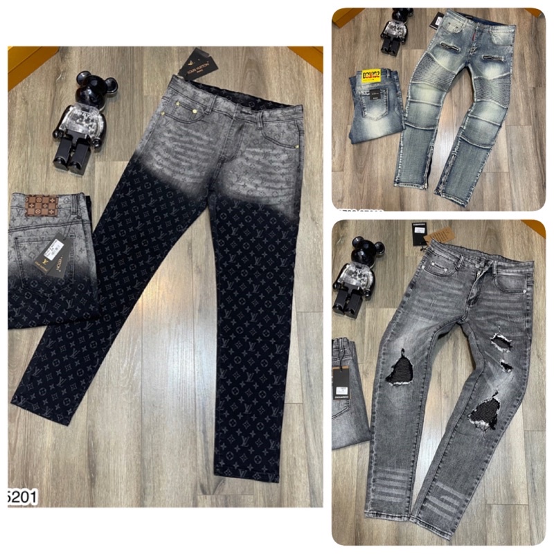 Quần Jean Nam Mix Khoá - Quần Jean Nam LV ống Côn