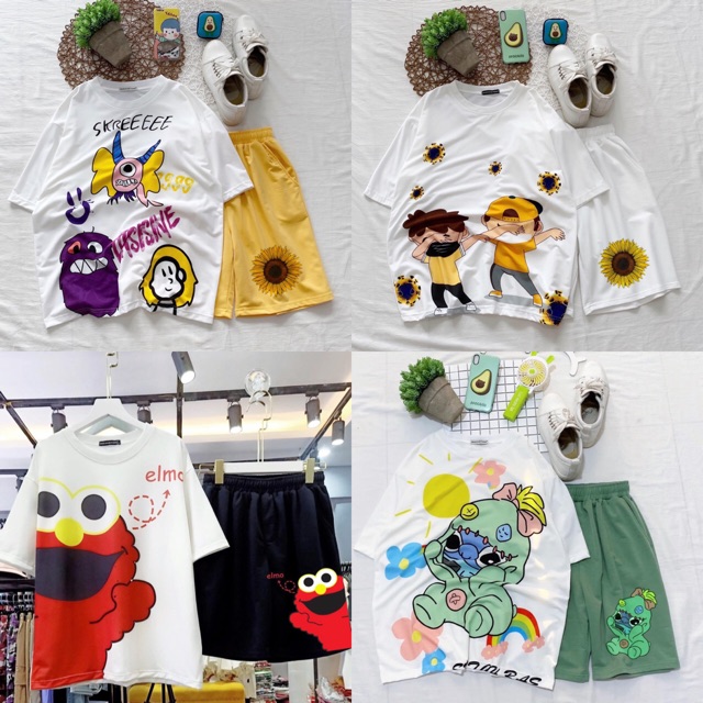 [18 mẫu] Set hoạt Hình Xinh Xắn/Short in+Overtee 3D