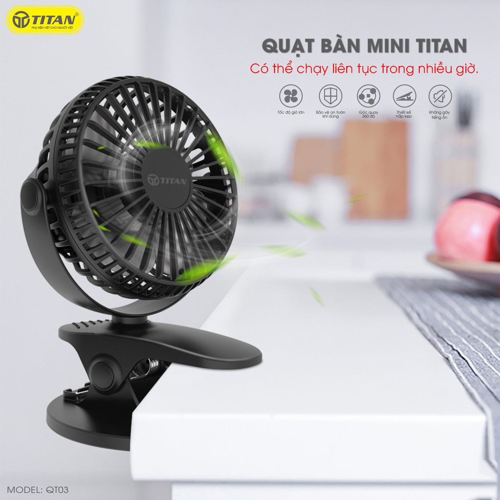 [Mã ELHA22 giảm 5% đơn 300K] Quạt Mini để bàn TITAN - QT03