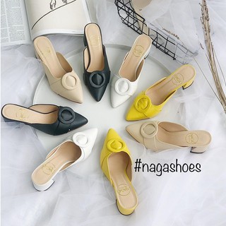[FORM BÉ- CHỌN LÊN 1 SIZE] DÉP NAGASHOES MŨI NHỌN PHỐI KHÓA TRÒN 6P NAD78