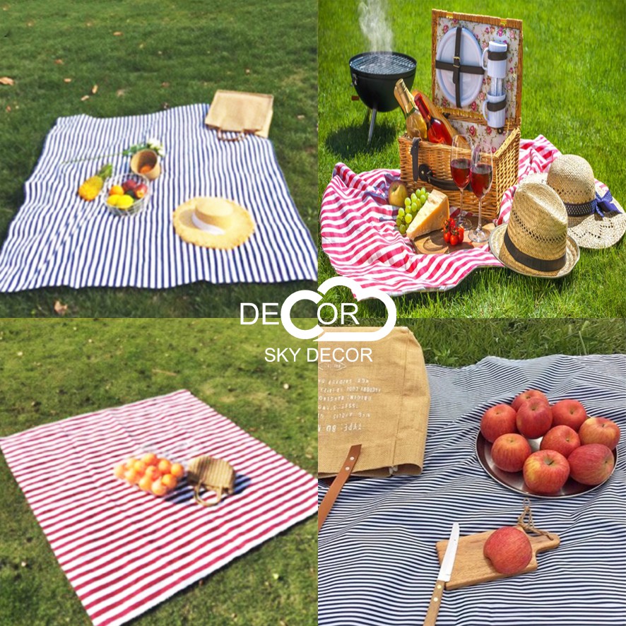 Thảm picnic kẻ sọc đi biển, du lịch, quay video, chụp ảnh lookbook