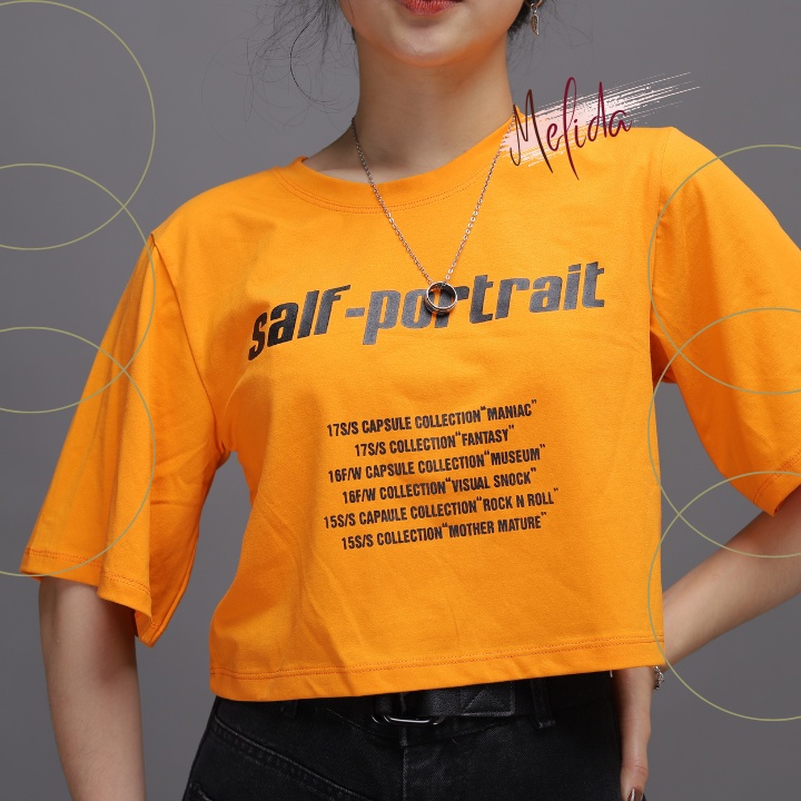 Áo croptop ôm tay ngắn kiểu dáng thun suông basic chất vải dày dặn màu cam cá tính sexy thời trang Hàn Quốc