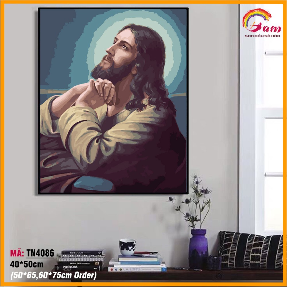 Tranh sơn dầu số hóa tự tô màu Tranh công giáo Chúa Jesus TN4086