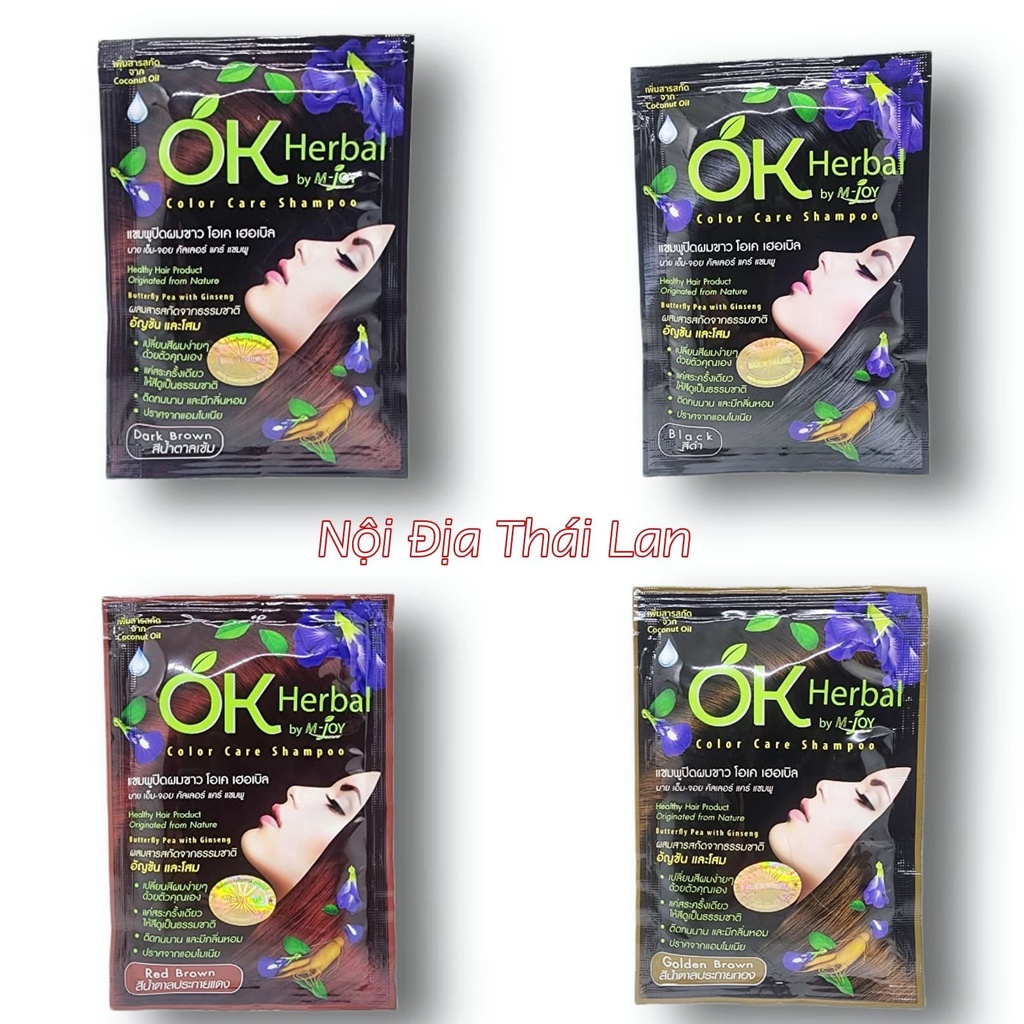 01 Gói Dầu Gội Nhuộm Tóc OK HERBAL by M-Joy Thái Lan 30ml