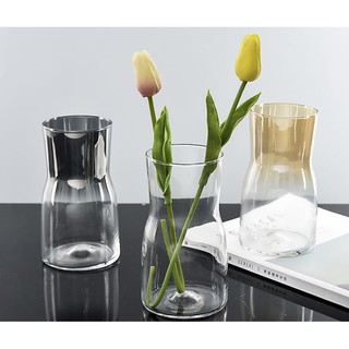 Bình bông lọ hoa thủy tinh suông chuyển màu (trong, khói, vàng) BJ041-2 - Bình Cắm Hoa