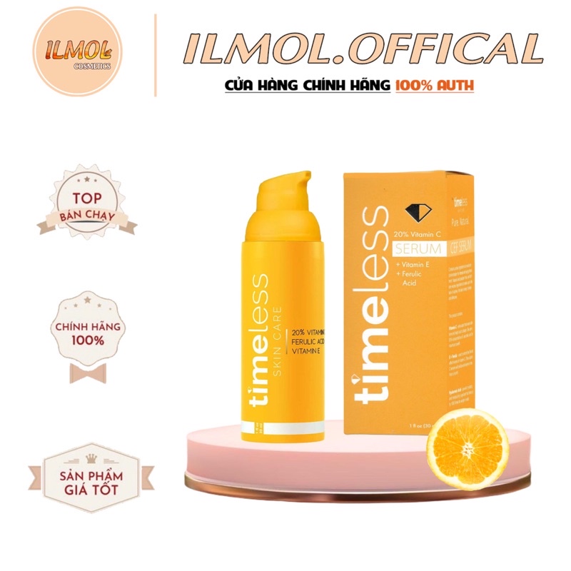 Tinh chất làm sáng da Timeless 20% Vitamin C + E Ferulic Acid serum 30ml, Timeless 10% Vitamin C