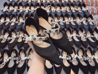 Giày bệt zara lụa quai đá fullbox
