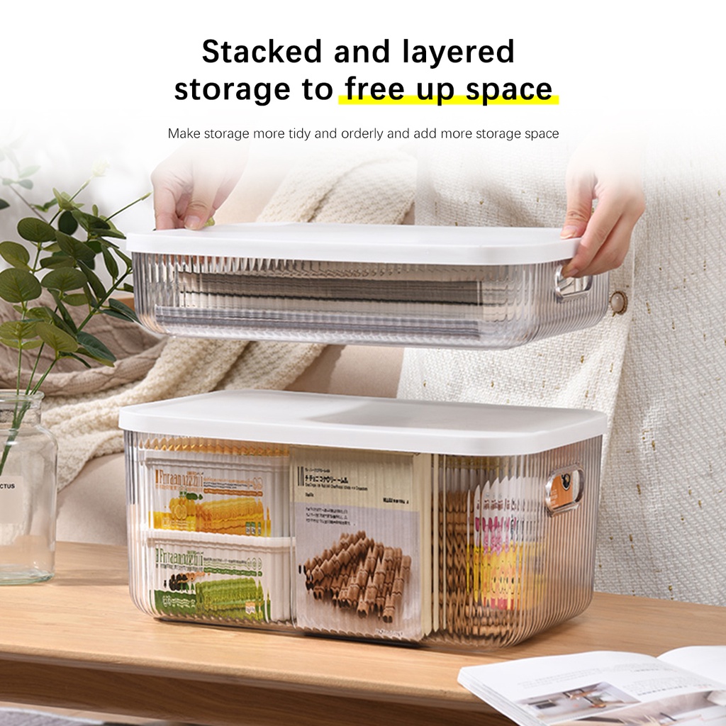 Hộp đựng đồ dùng JUJIAJIA cỡ lớn trong suốt để bàn tiện lợi