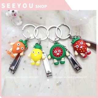 Móc Khóa kèm bấm móng Bé Dâu Tây , Cà Rốt , Dứa , Bơ , Cam , Lê Siêu Đáng Yêu