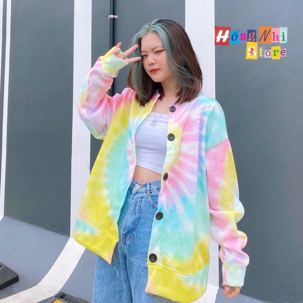 [Mã FATHANG5 giảm 10K đơn 50K] Áo Khoác Cardigan 3D Loang Màu In Hình Tie Dye Oversize Ulzzang Unisex Dáng Rộng Nam Nữ -