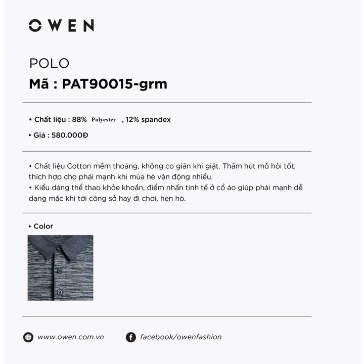 NEW OWEN - Áo Polo nam cộc tay Owen 90015 - Áo thun có cổ nam M6 M5 :